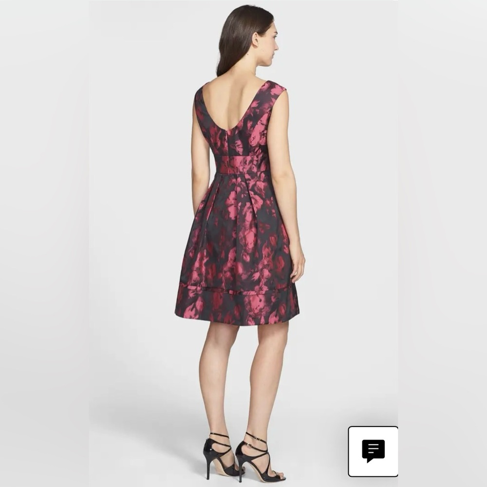 Eliza J dress size 10 petite bright pink & black Jaquard Fit & Flare dress 🖤🩷 - Picture 2 of 11